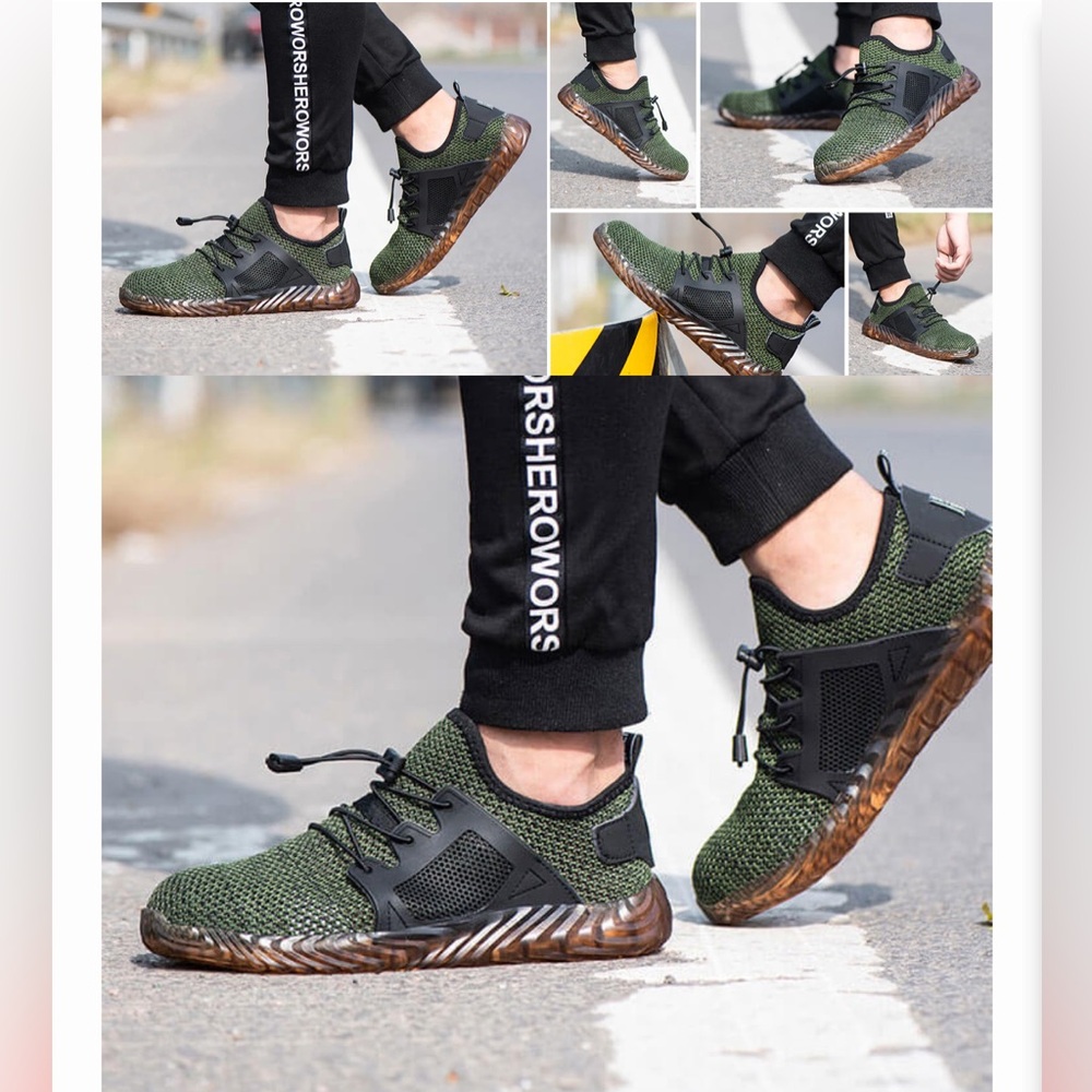 Ryder indestructible GREEN black mesh Steel Toe Safety Shoes Men’s  size 8.5, 42